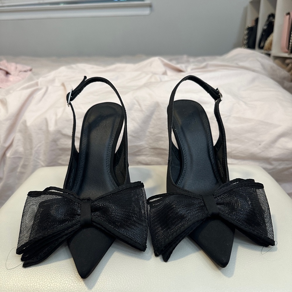 Black Bow Slingback Heels